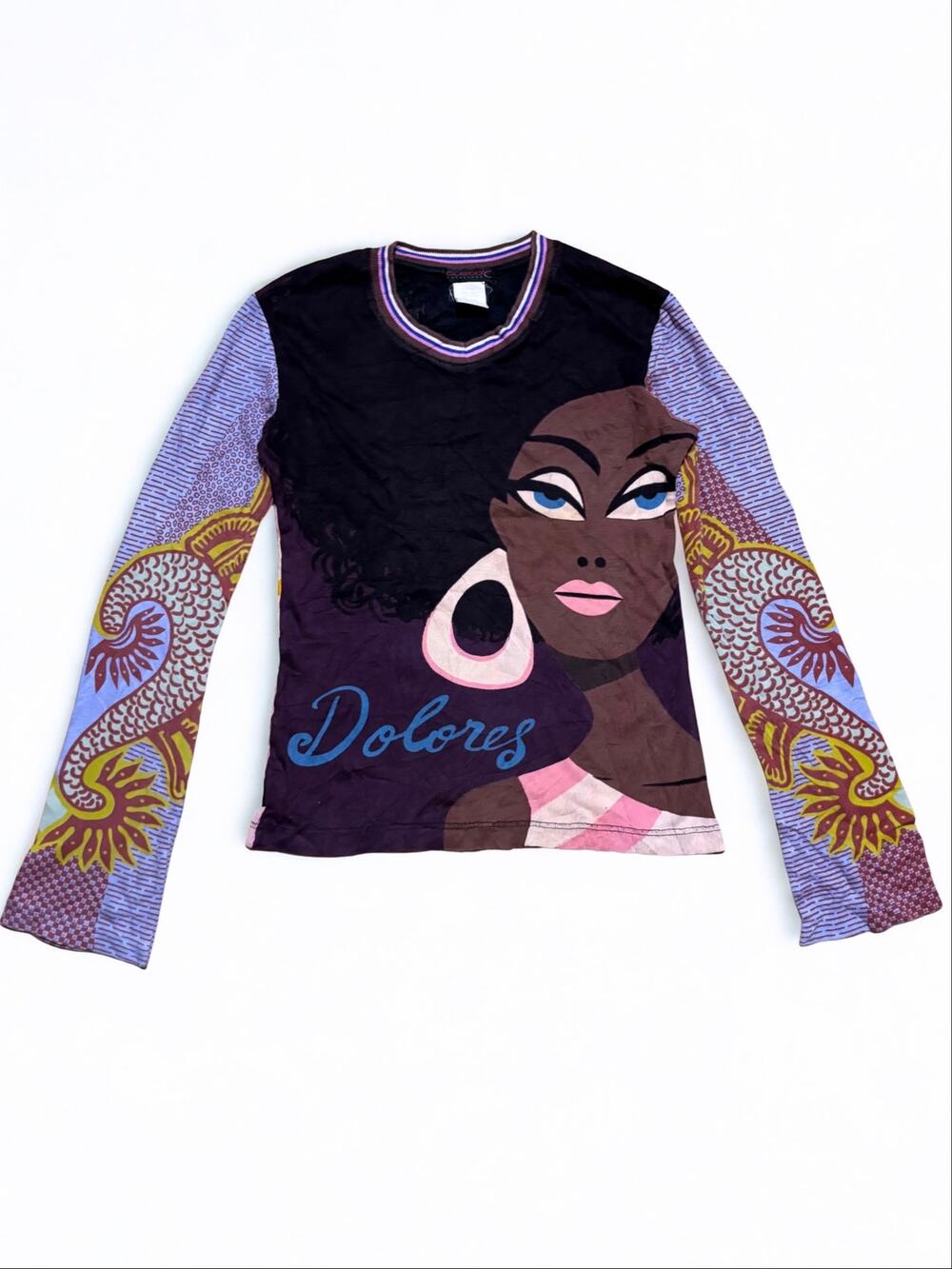 Vtg Y2K Custo Barcelona Dolores Face Graphic Collectors Archive Purple Top